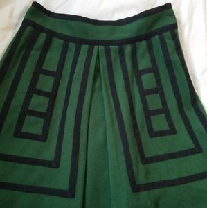 Anthropologie Maeve Green&Black Wool Skirt